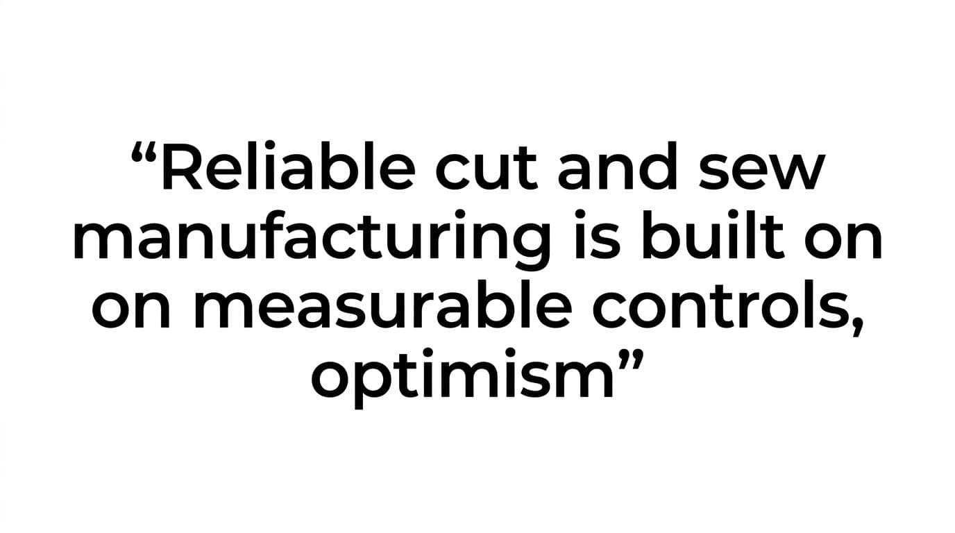 Reliable cut and sew manufacturing is built on measurable controls, not optimism.