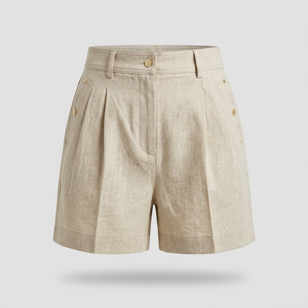 Short flatteur à taille haute avec une coupe ajustée, alliant élégance méditerranéenne et confort.