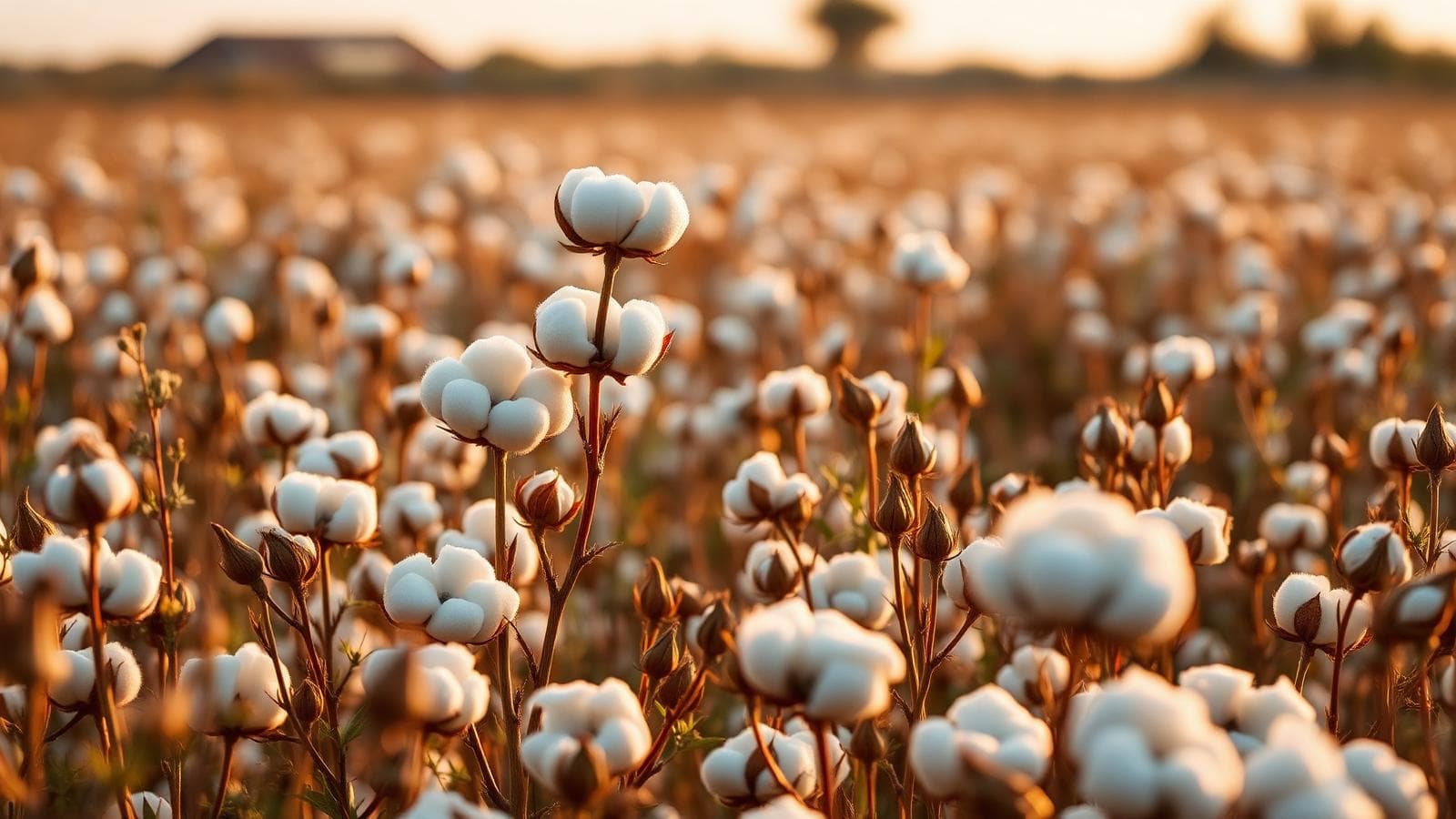 A view of a sustainable cotton field, which is one of the organic materials we use in our Tunisian textile factory.